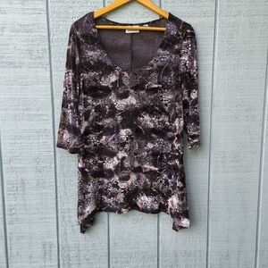 Y2K Avenue Asymmetrical Velvet Burnout Tunic Purple Black sz 14/16 Whimsygoth